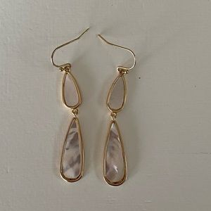 Gold and mother-of-pearl tear-drop earrings